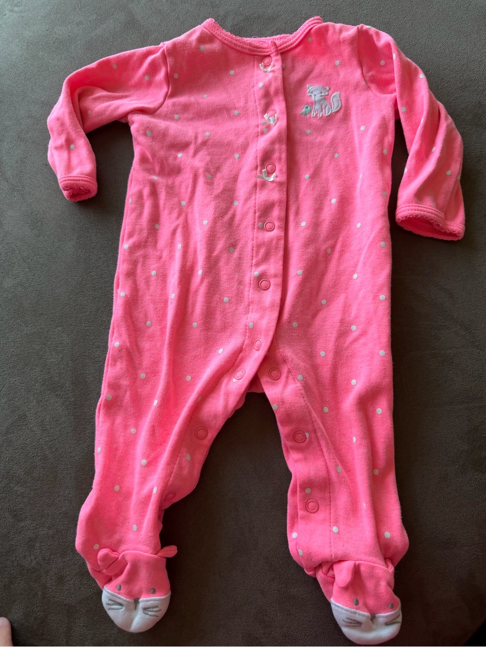 Carters Pink Polka Dot Baby Button One-Piece Footed Sleeper